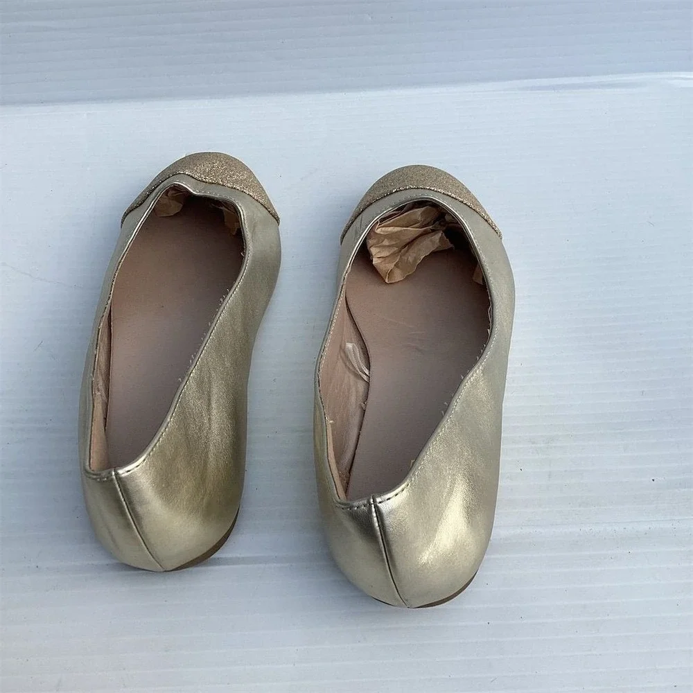 The Children's Place‎ Girls Gold Glitter Ballet Flats Size 3 Casual